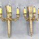 Large pair of Napoleonic gilt bronze empire style wall lights with three candles