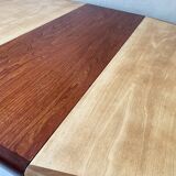 Table scandinave ronde vintage à pied central étoile extensible, éditée par baumann