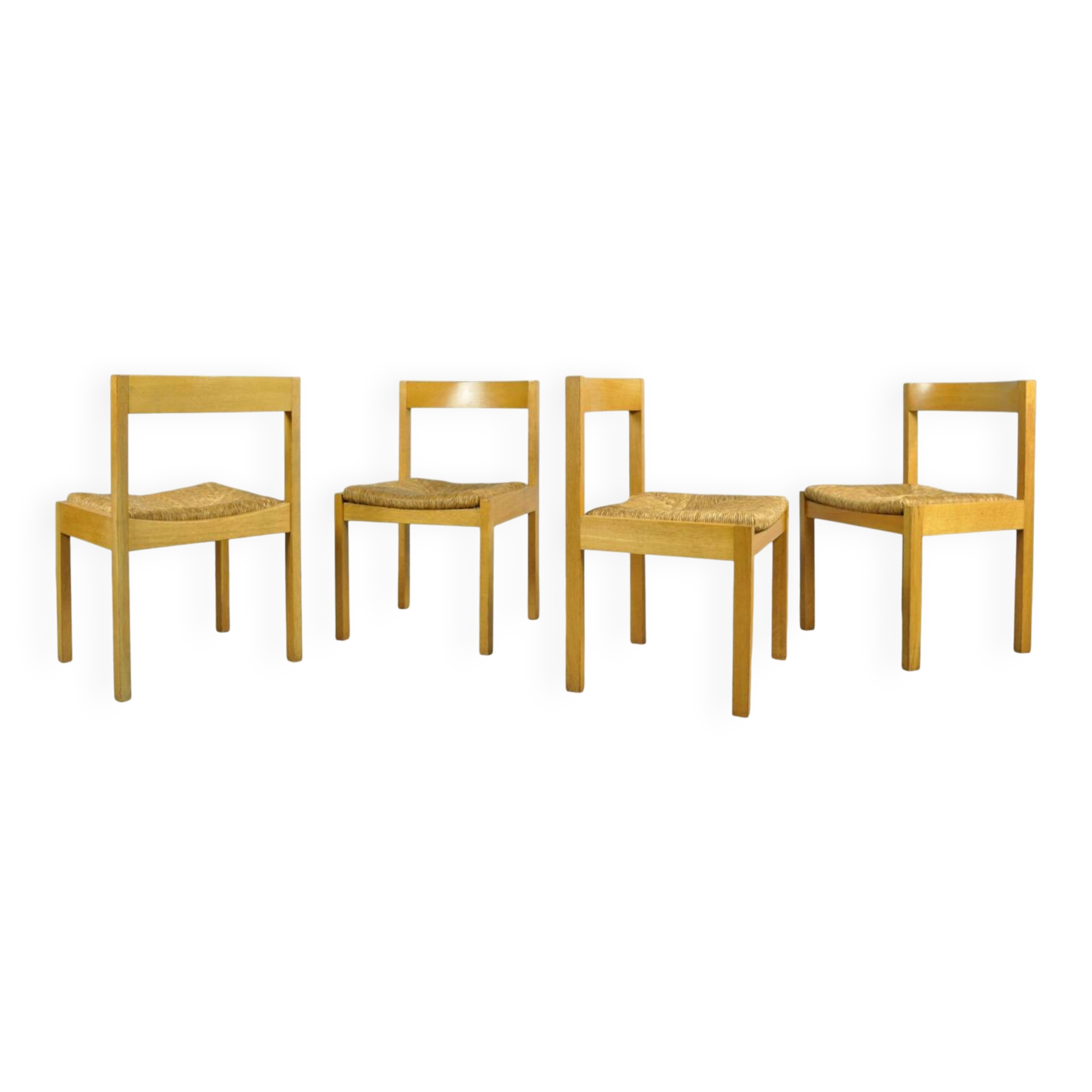 Vintage dutch design oak dining chairs, 1960s