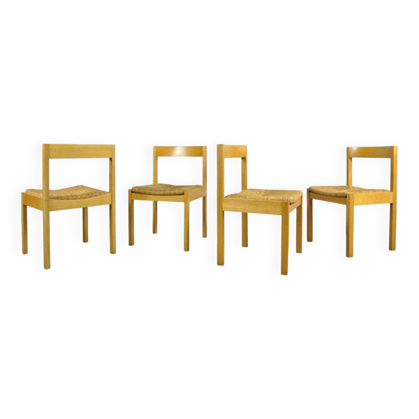 Chaises de salle à manger en chêne au design néerlandais vintage, années 1960.