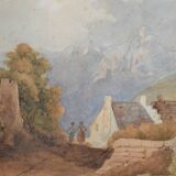 Ecole Française du début du XXème siècle  « Les ruines »  Aquarelle