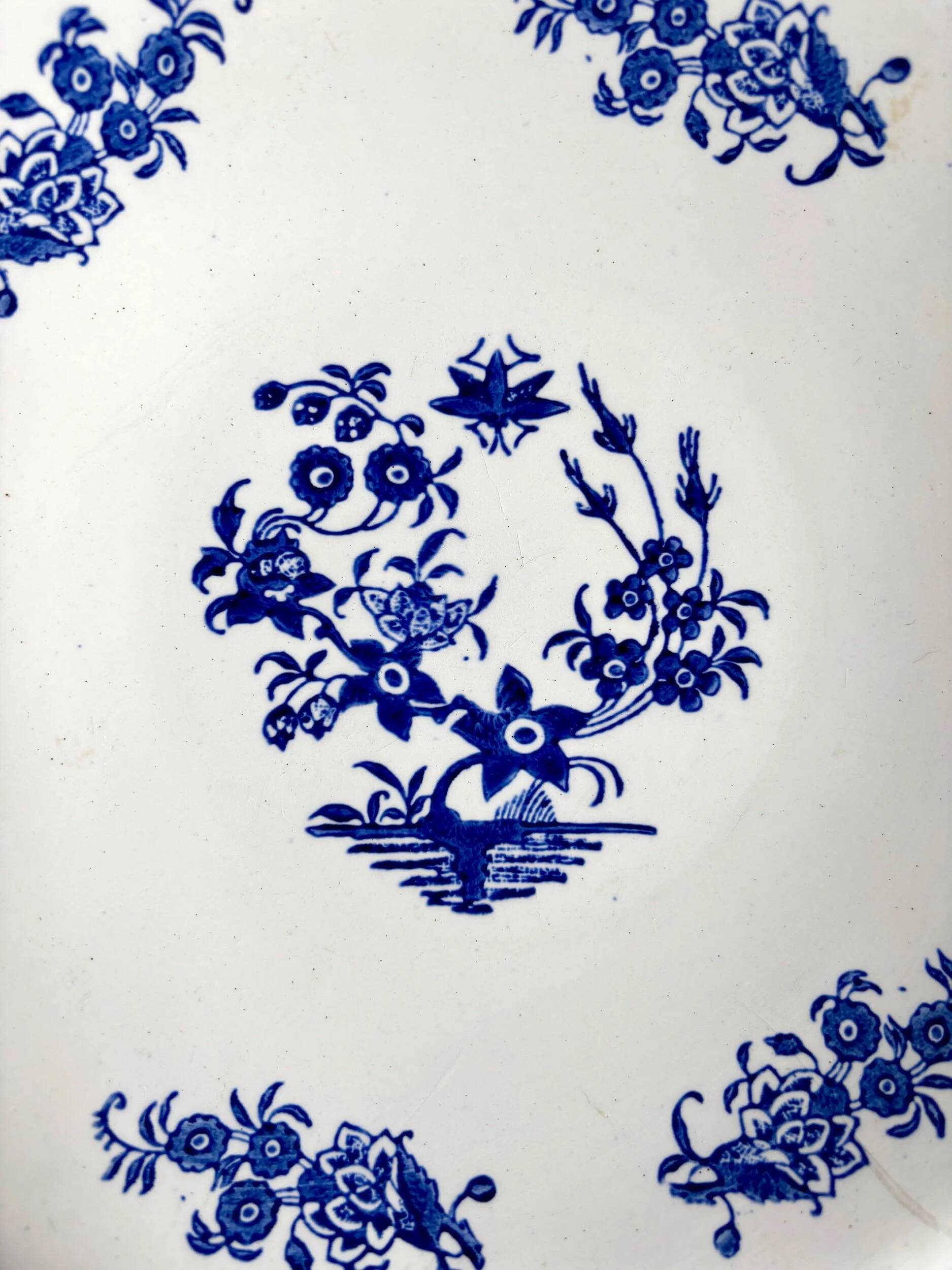St Amand round hollow dish in blue earthenware