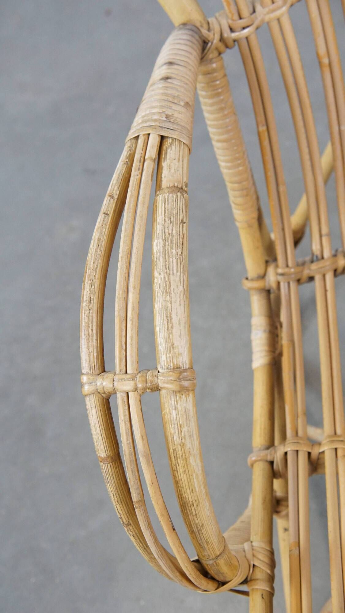 Vintage 1950s Dutch design rattan armchair with organic shapes