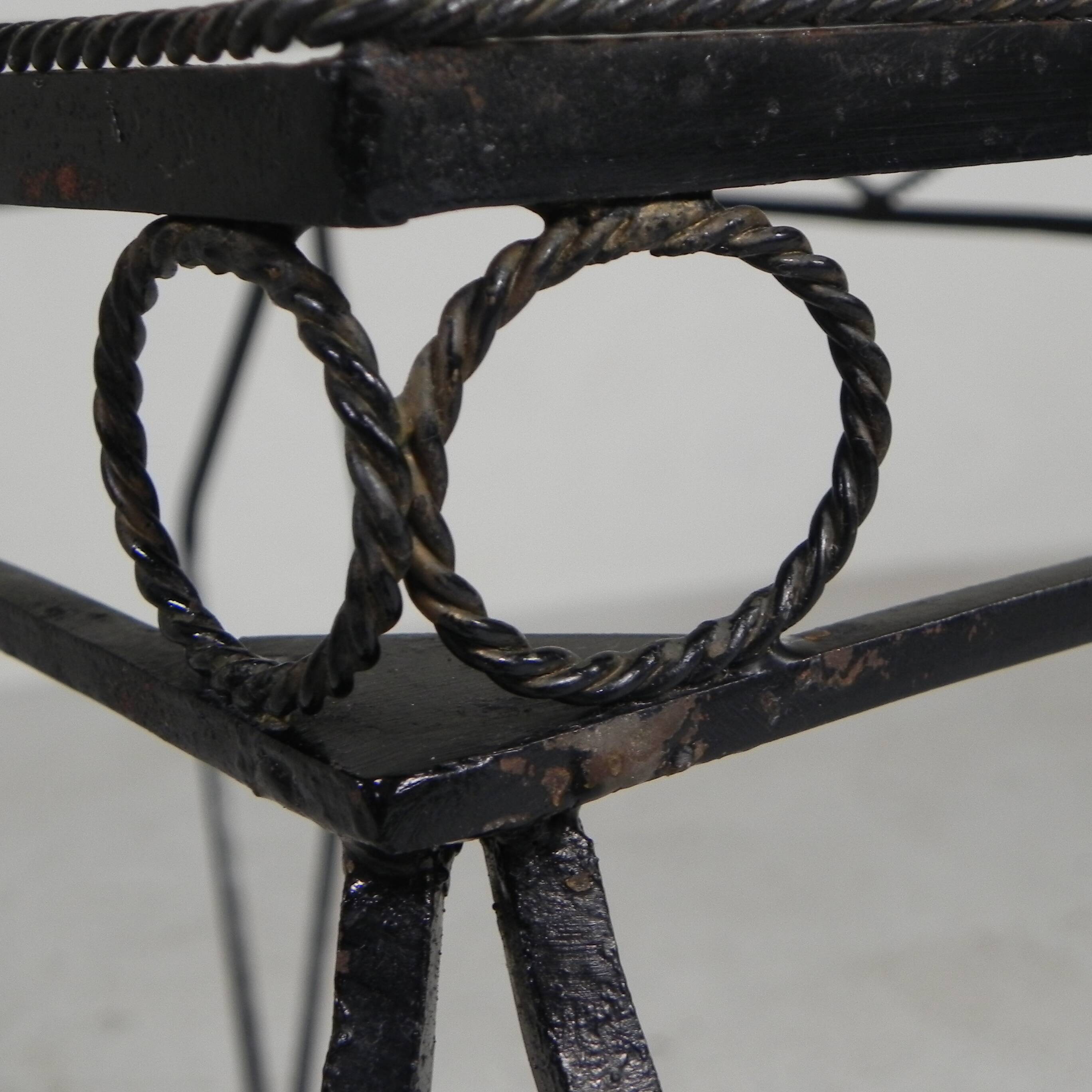 Vintage sculptural steel, (Mategot style) side table, 1950s