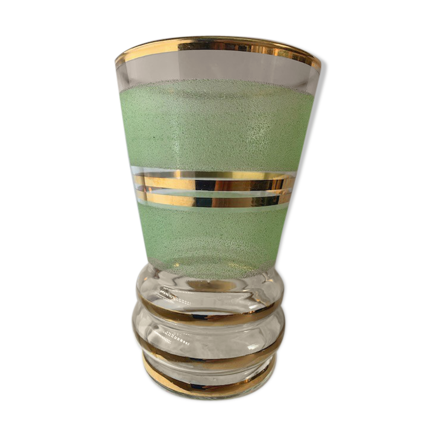 1950s vase in green granite frosted glass