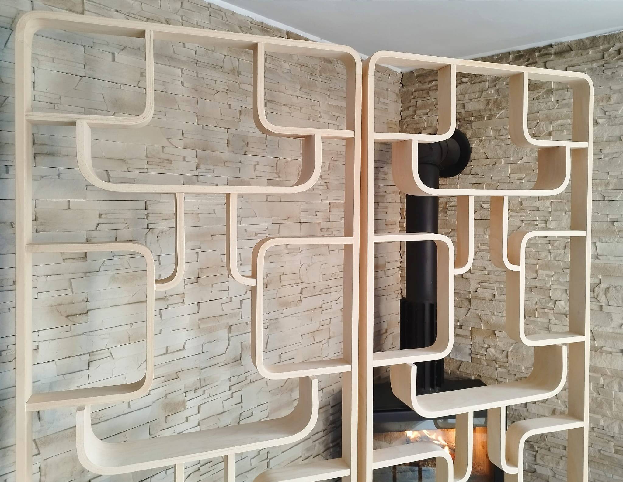 Mid-Century Czech Wall or Room Divider by Ludvik Volak for Drevopodnik Holesov, 1960s, Set of 2