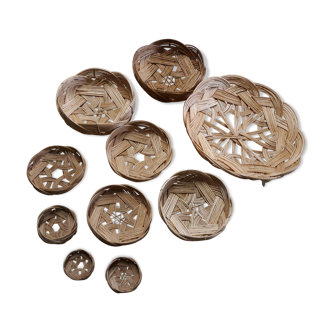 Lot 10 paniere osier artisanal vintage