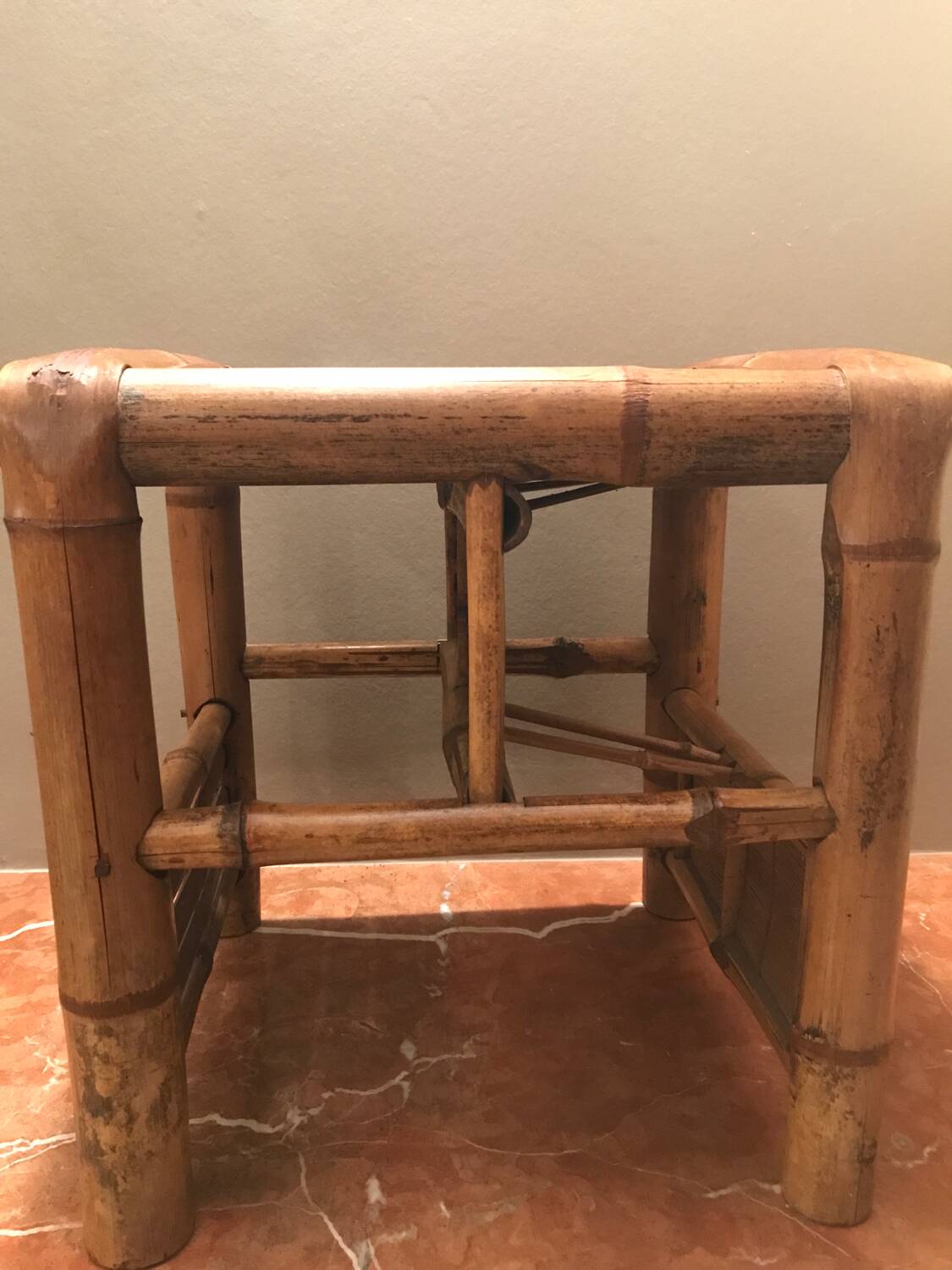 beau ancien tabouret bambou asiatique