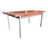 Vintage wooden dining table with chrome frame.