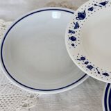 4 vintage mismatched soup plates in blue and white porcelain - Lot Angela