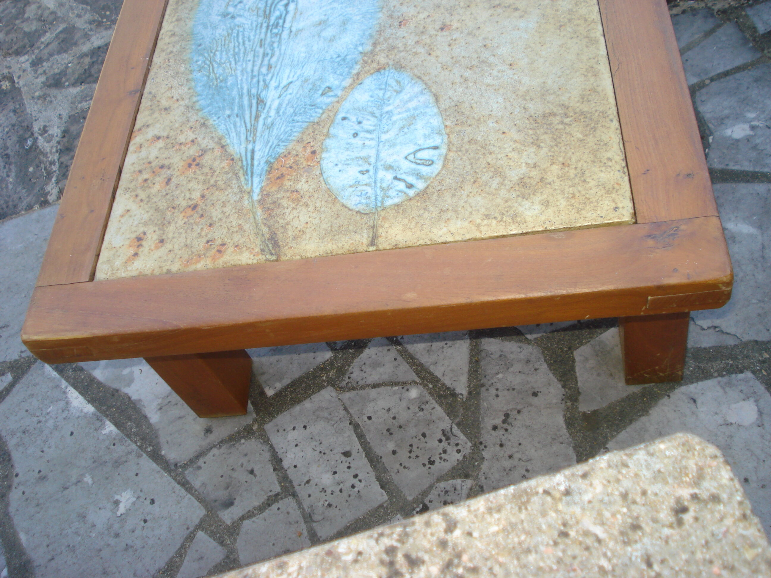 Coffee table with plate enamelled ceramic Les 2 Potiers, 1960
