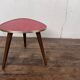 Triangular pedestal table small red table asymmetrical shape vintage tripod plant door