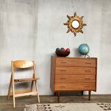 Chest of drawers teak vintage feet spindles 1950s