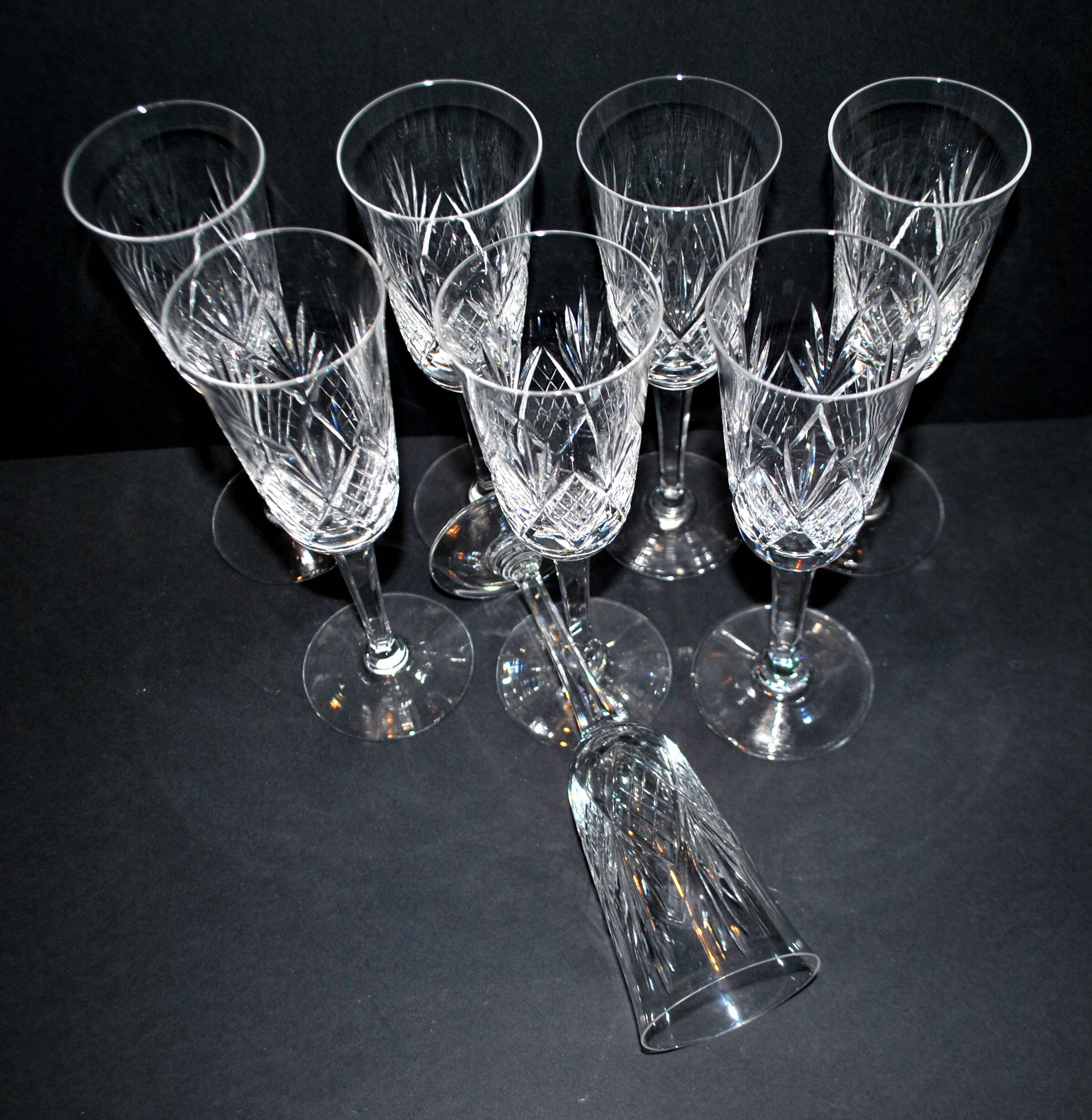Set of 8 Junon champagne flutes in Lemberg crystal dlG Chantilly Saint-Louis