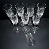 Set of 8 Junon champagne flutes in Lemberg crystal dlG Chantilly Saint-Louis