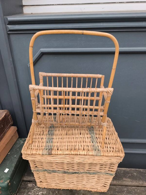 Vintage rattan magazine rack