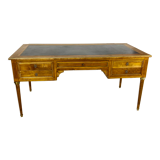 Louis XVI style desk in walnut veneer and brass fillets
