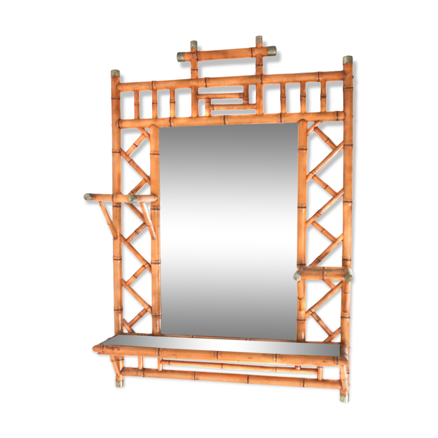 Mirior in rattan and brass 70x90cm