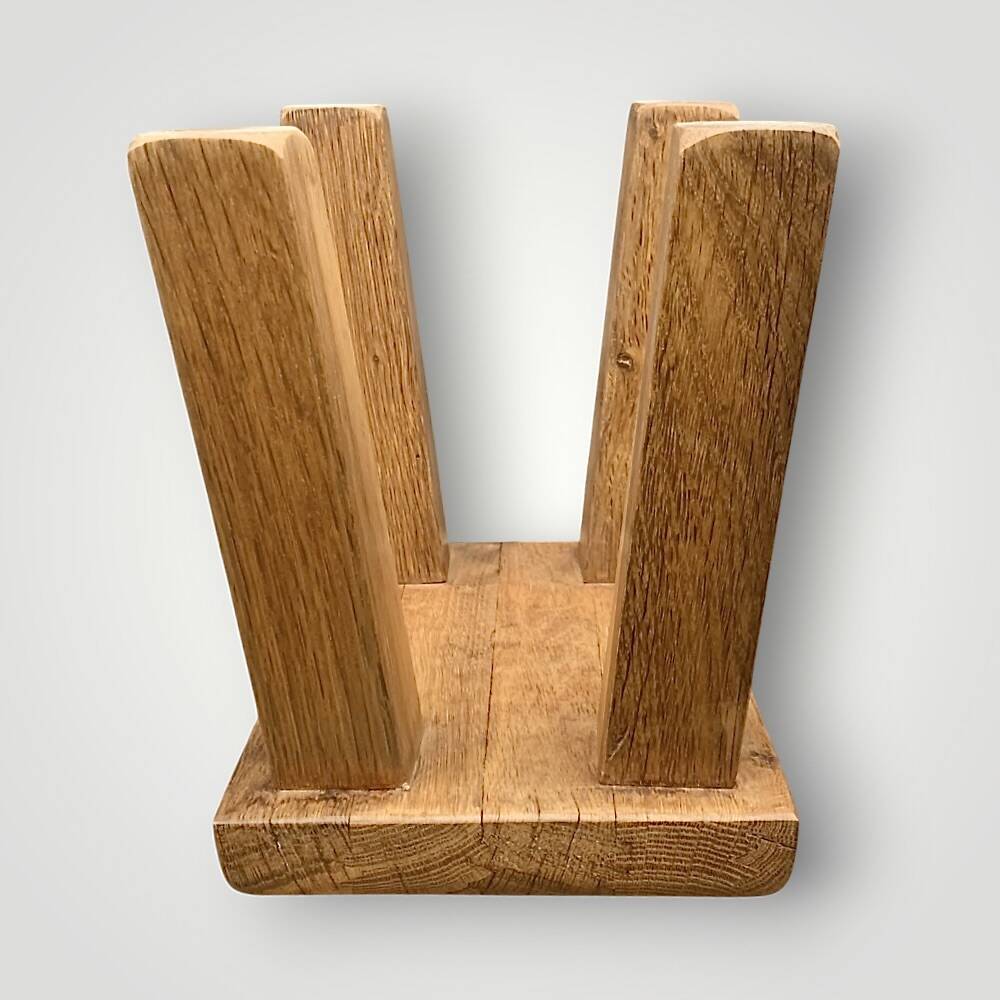 Small brutalist stool in solid oak – 1960s