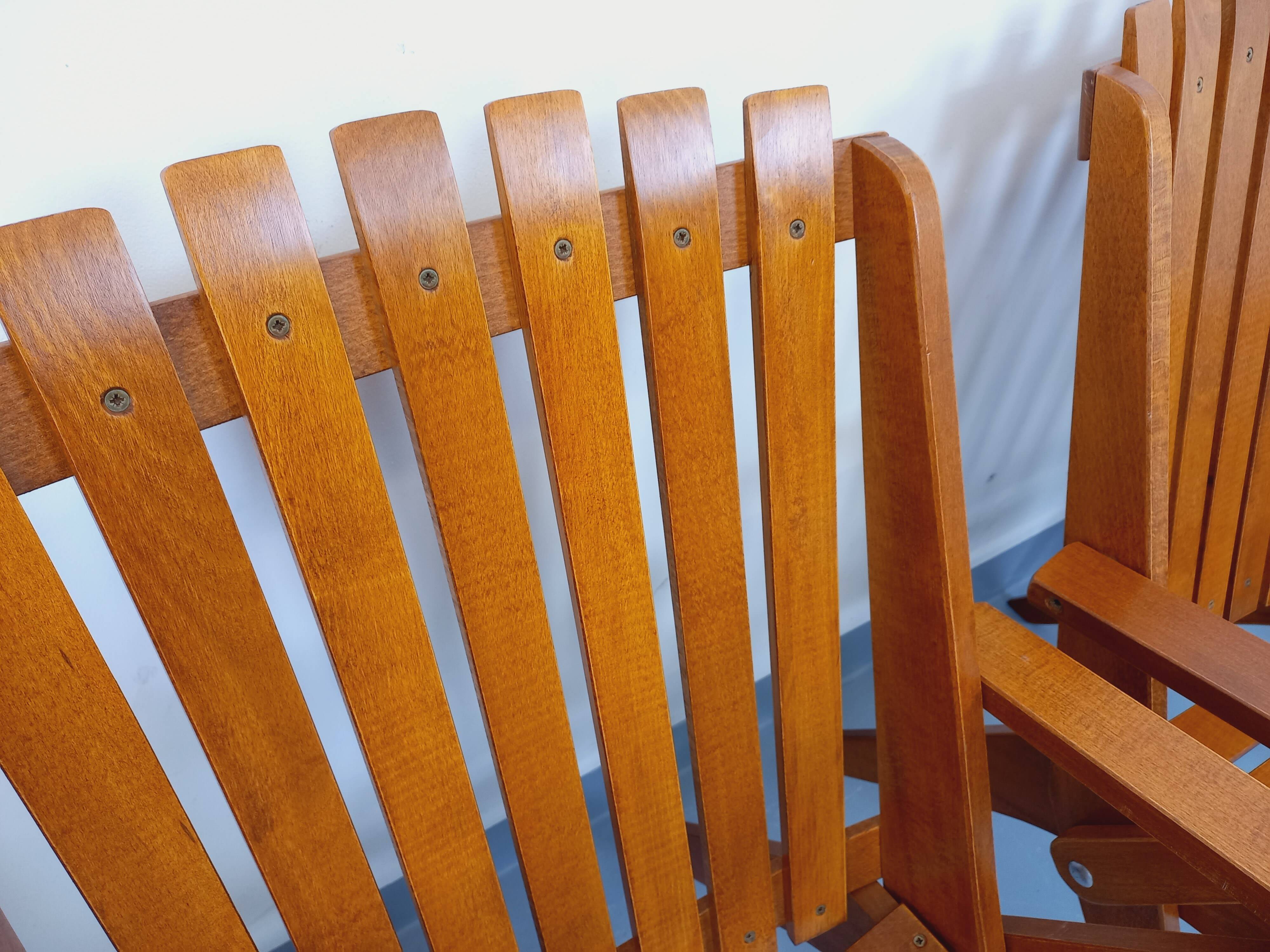 Set of 4 vintage garden chairs made of beech wood from the 1960s.