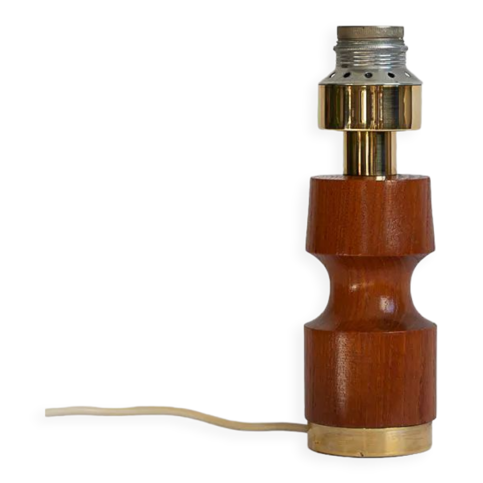 Teak wood and brass lamp base from the 60s