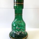Unusual Large Vase/Candle Holder, Thick Glass, Fir Green, Decorative Carafe/Pitcher