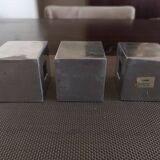 Set of three design candlesticks in brushed steel - Vintage Habitat - 1970s/1980s