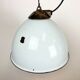 Industrial grey enamel factory lamp with cast iron top, 1960s