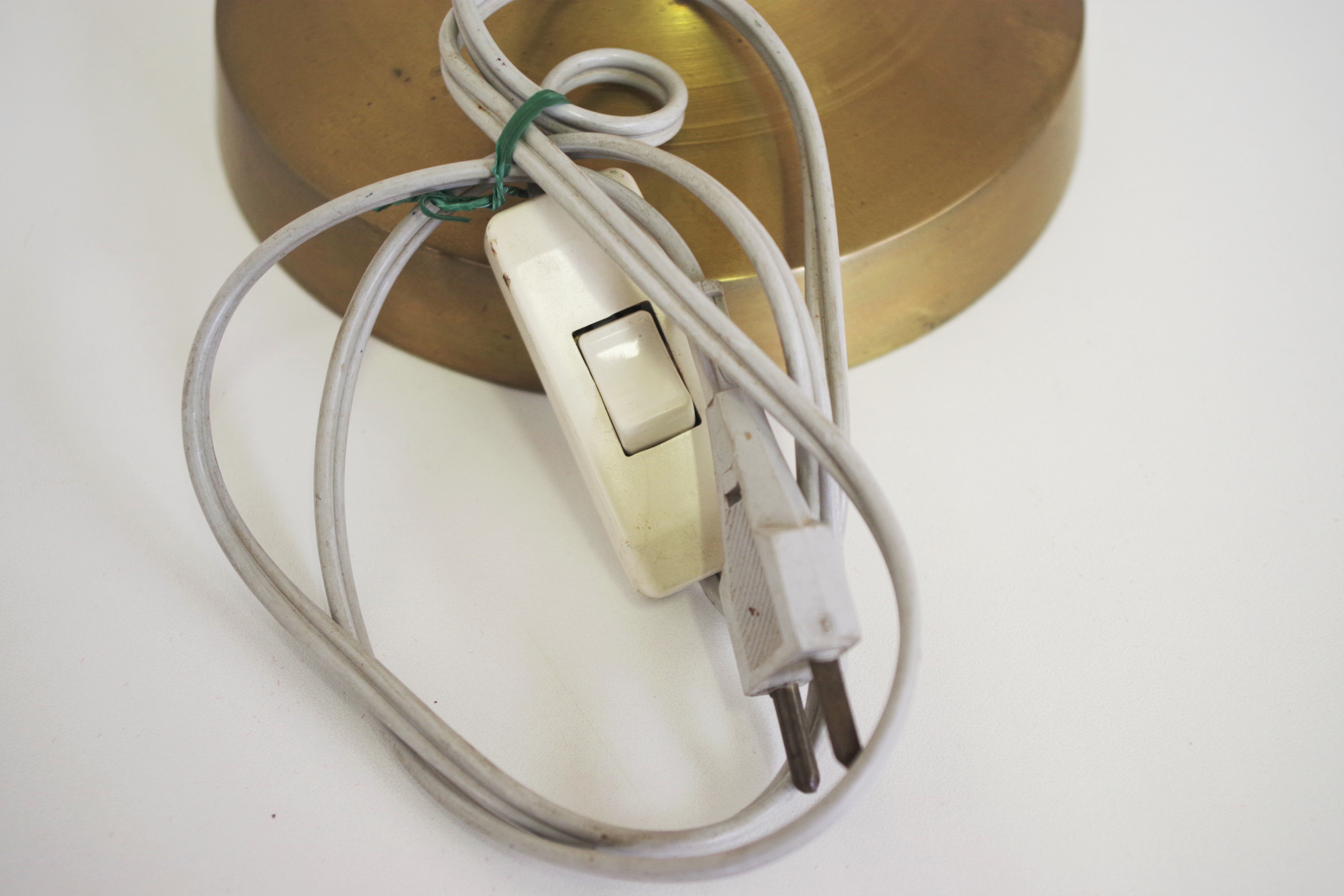 Mahogany Hat Lamps, Brass and Cotton of Abat Day, 1950s, Set of 2