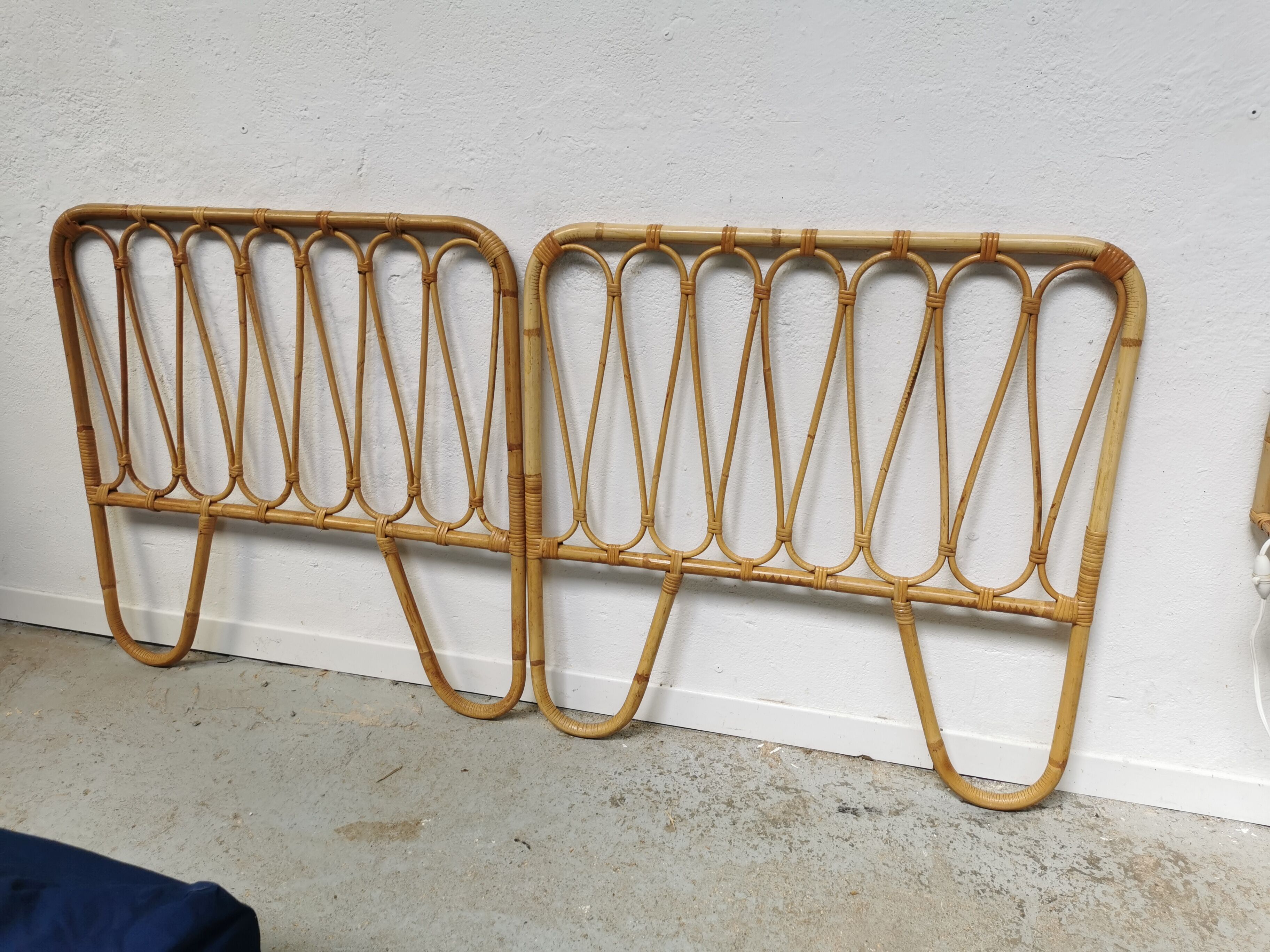 Pair of vintage rattan headboards