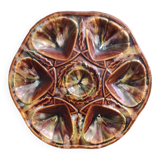 Vintage French oyster plate in Majolica from Vallauris