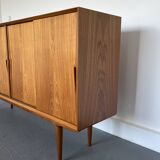 Model 19 High Sideboard in Teak with Sliding Doors by Gunni Omann for Omann Jun, 1960s