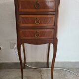 Vintage Italian Louis XV Style Side Table with 3 Drawers – Inlaid Wood & Br
