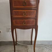 Vintage Italian Louis XV Style Side Table with 3 Drawers – Inlaid Wood & Br