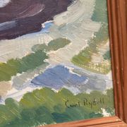 Original Swedish Oil on Panel – “Coastal Landscape” by Curt Rydell – Signed – Vintage & Framed – 33 × 40 cm (13" × 15.7")