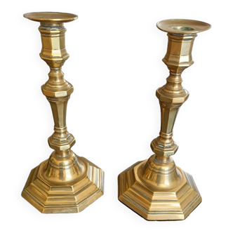 Pair of 18th century bronze candlesticks