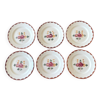 6 old Longchamp earthenware dinner plates