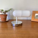 Applique murale verre blanc tubulaire et inox années 80