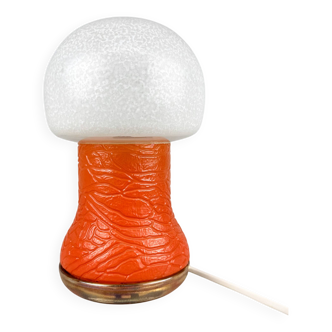 Lampe de table champignon entièrement en verre de l'ère spatiale par Karin Korn pour VEB, Allemagne, étiquetée
