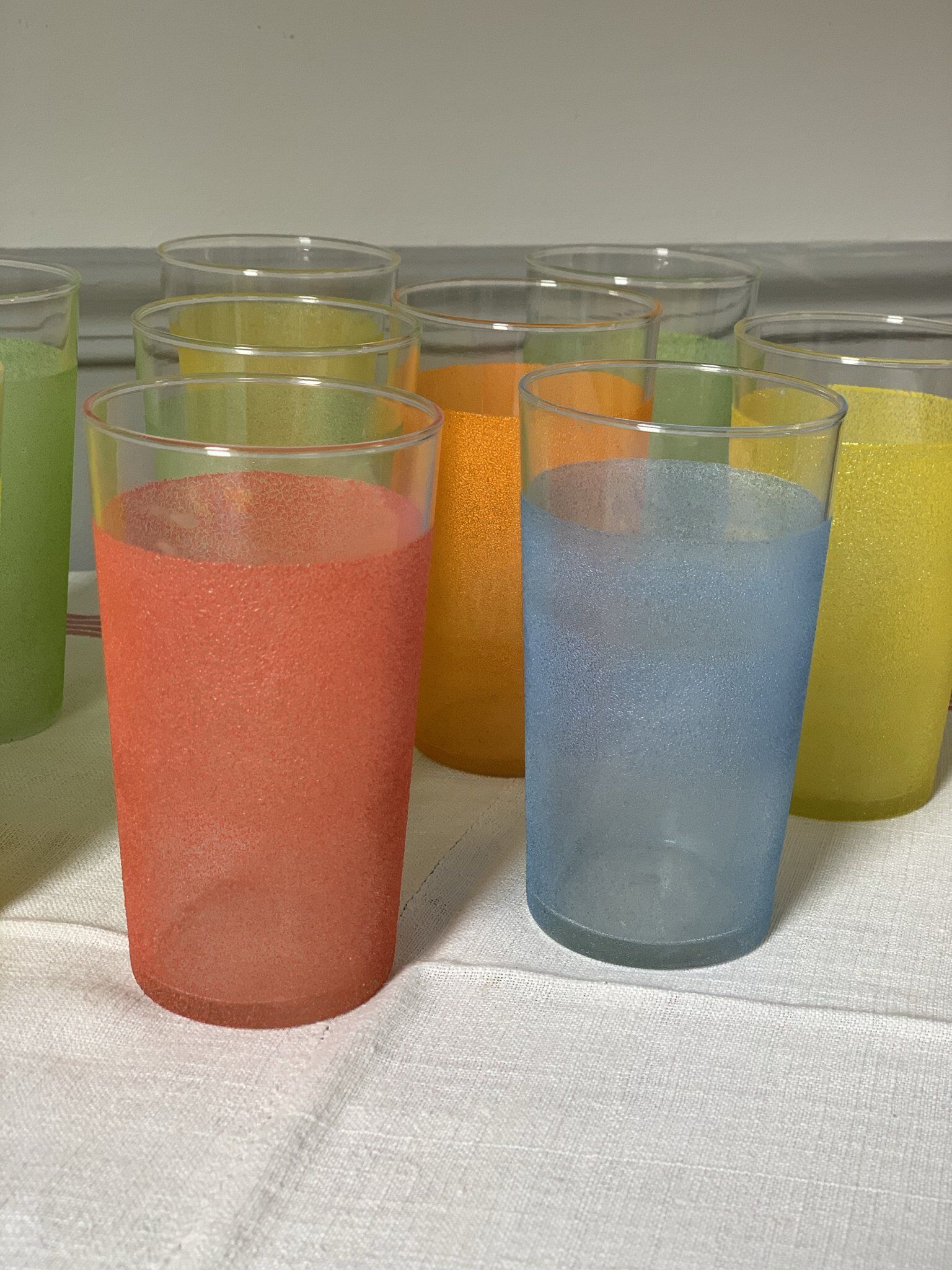 Coloured granite glass orangeade glasses