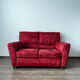 Vintage Red Velour Sofa, Ikea 1990s