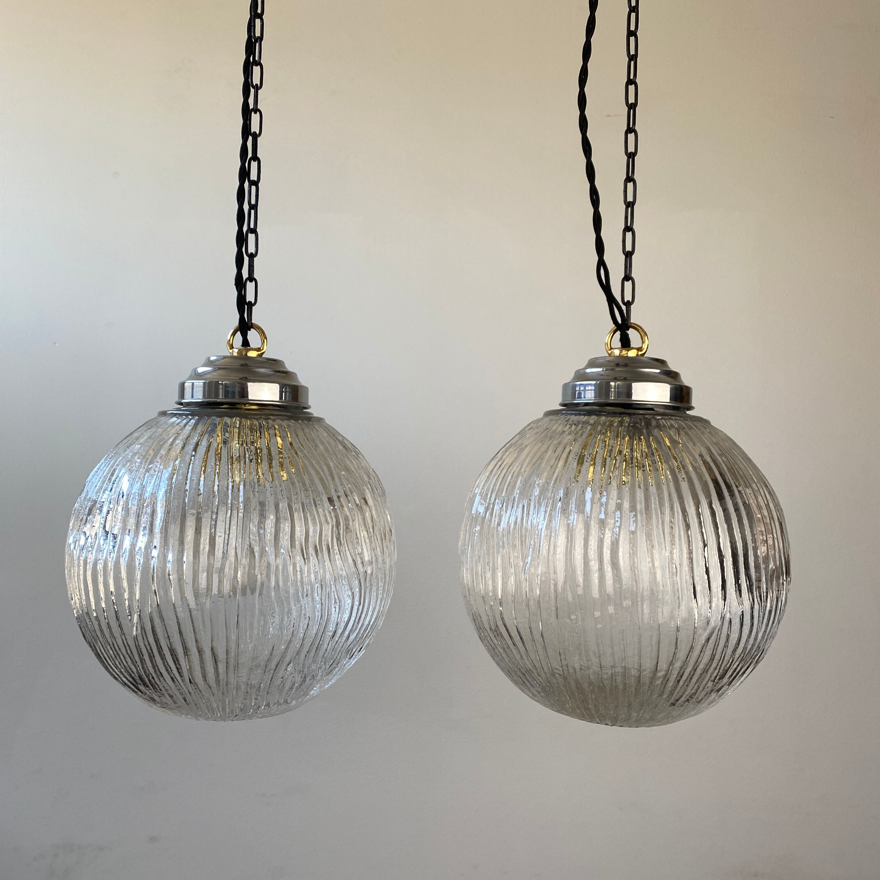 Pair of old pendant lamps art-deco
