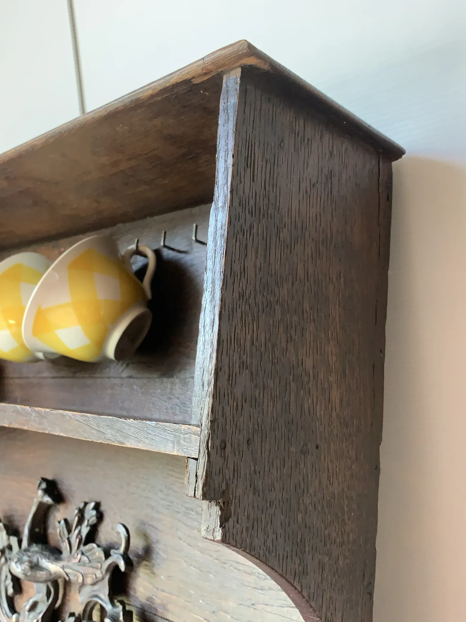 Antique wall shelf in solid oak and bronze - Rococo style XIX