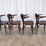 Set of 4 Vintage Bentwood Dining Chair: Mid-Century Thonet Style Armchair
