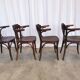 Set of 4 Vintage Bentwood Dining Chair: Mid-Century Thonet Style Armchair