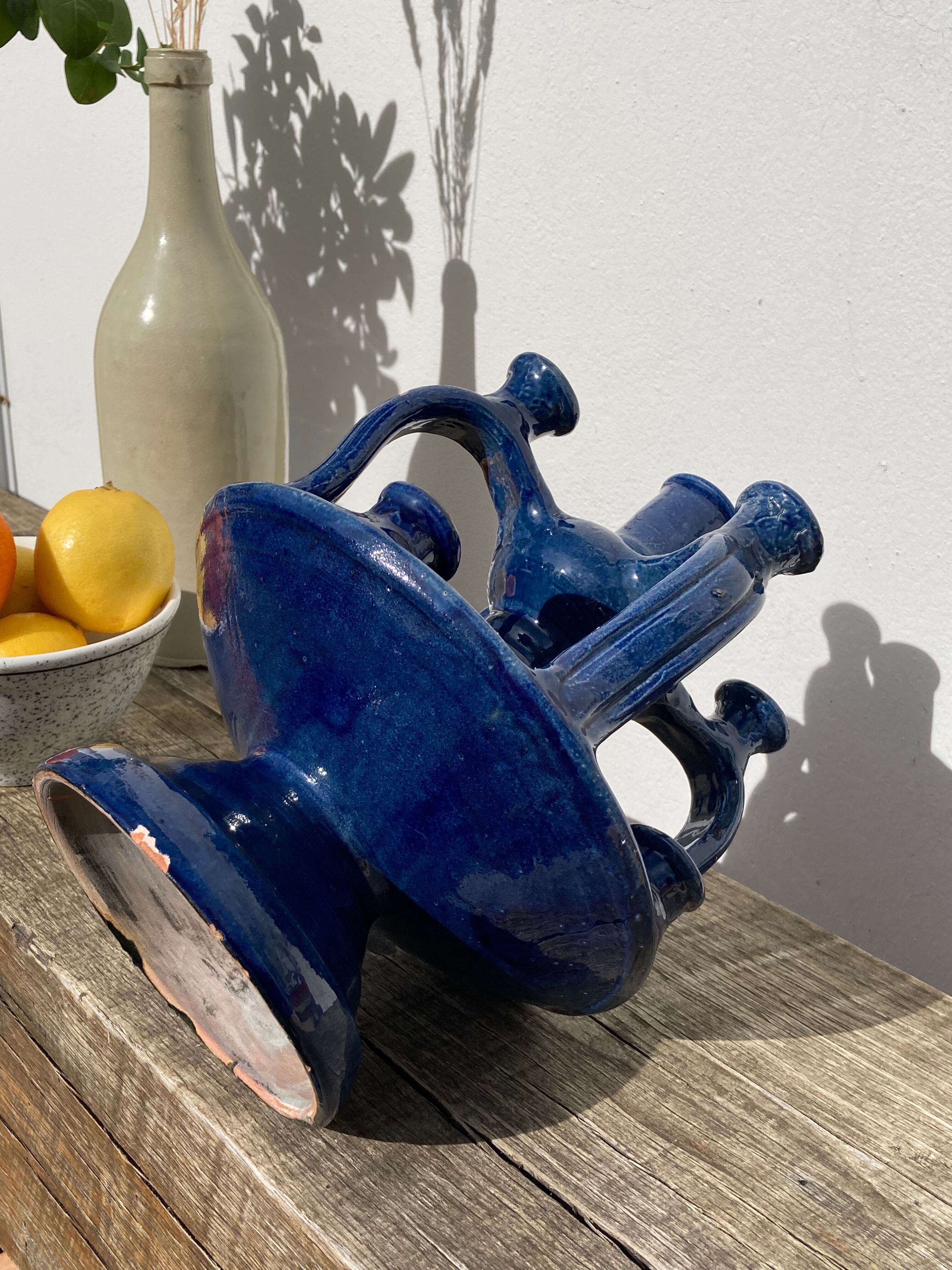 Candlestick in blue Tamegroute