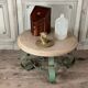 Table basse en fer forgé et marbre beige vers 1930