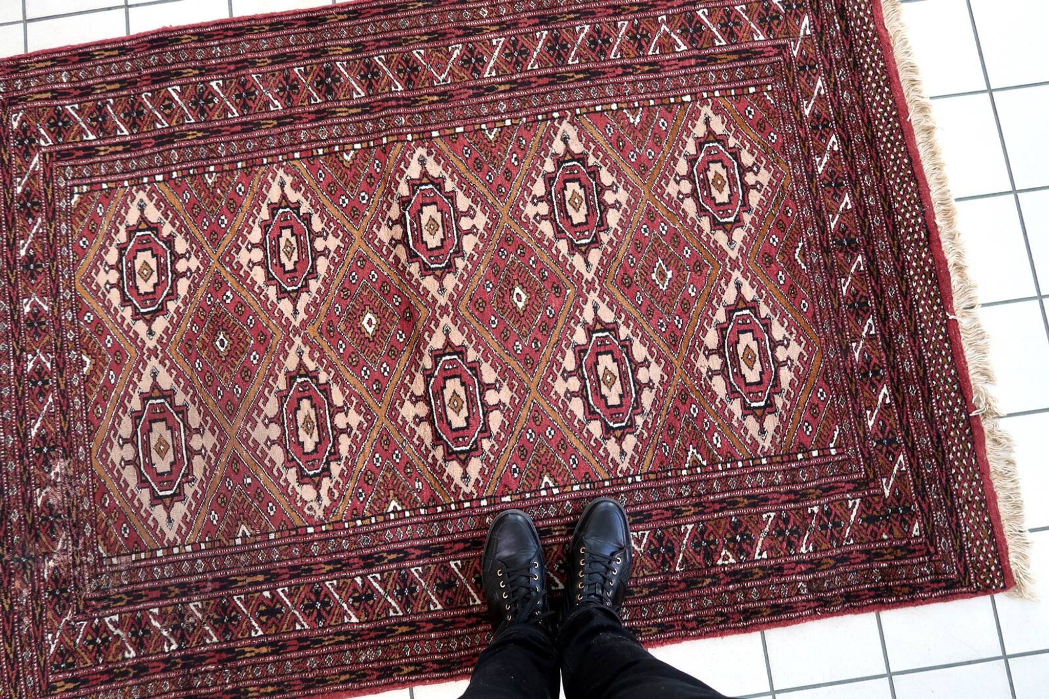Tapis vintage afghan Ersari fait main en laine – 123 x 183 cm