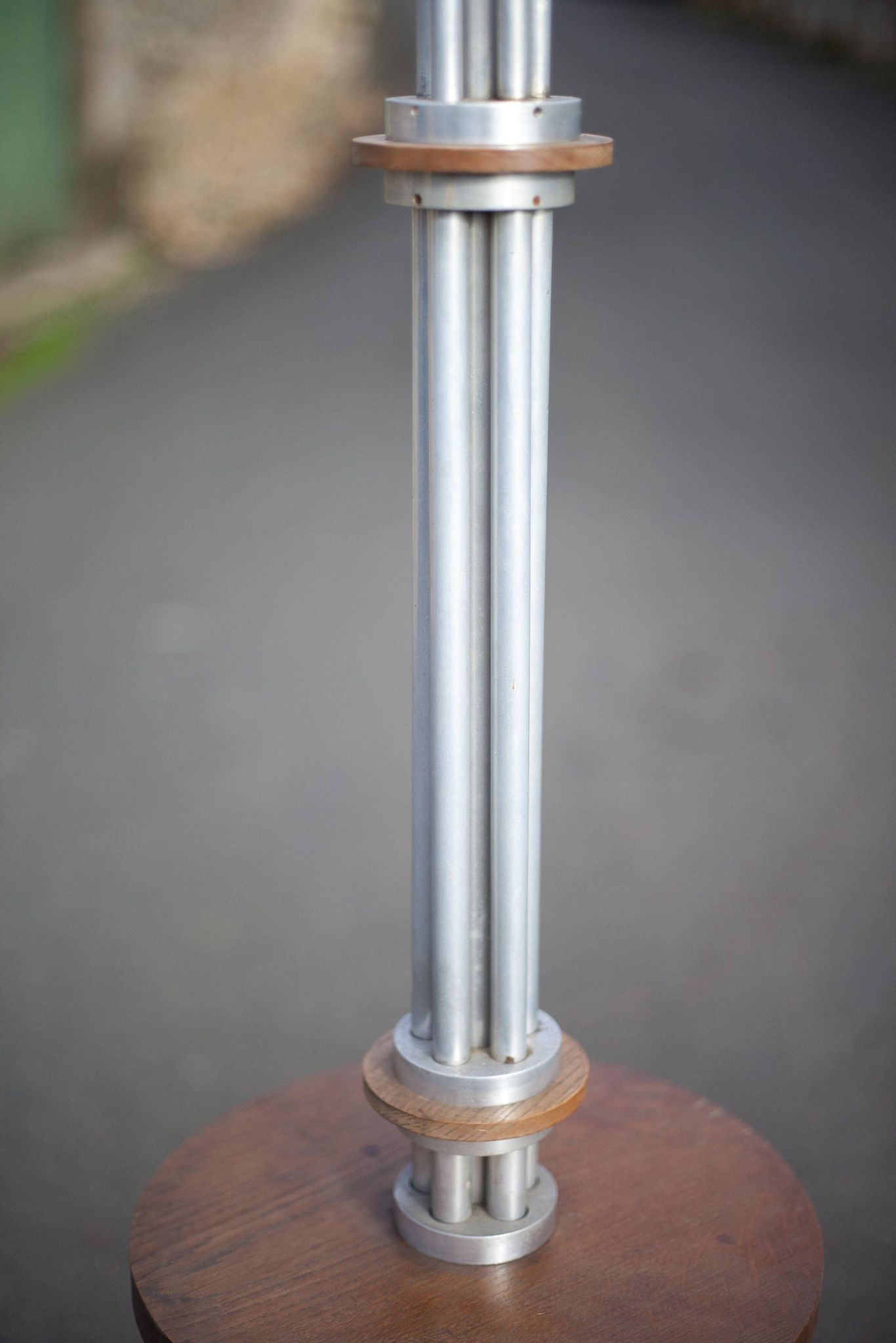 Art deco floor lamp, art deco floor lamp, wood and aluminum lamp, interior decoration