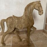 Merry-go-round horse in solid natural blond wood